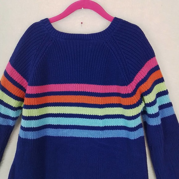Children's Place Crew Neck Knit Sweater Size Large in Blue w/ Stripes - Picture 6 of 10